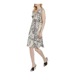 Nic + Zoe Leaf Print Cowl Neck Sheath Dress Petite 10P NWT
